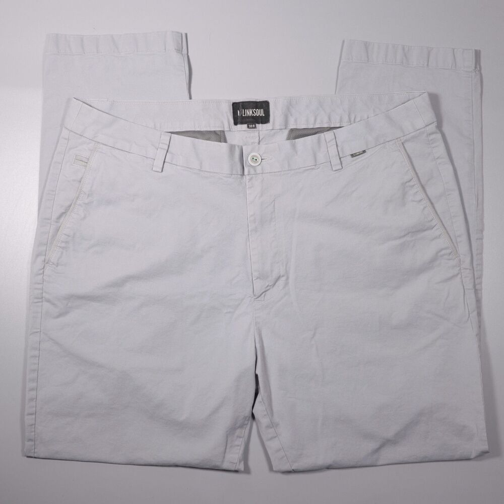 Linksoul Crosby Pants Gray Chino Golf Stretch Comfort Mens 38 x 30